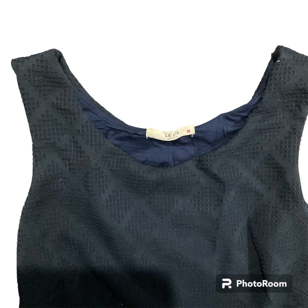 Le Lis Navy A-Line Textured Dress- Medium - Picture 3 of 4
